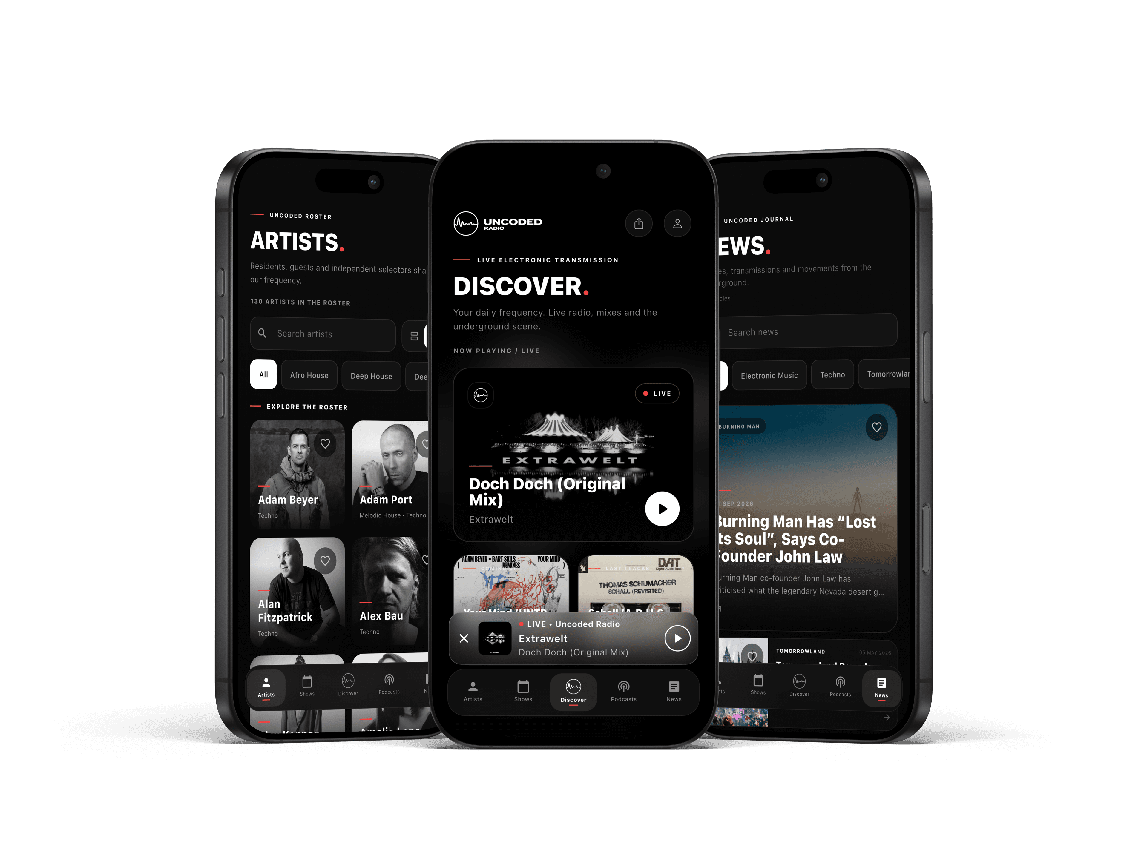 Uncoded Radio mobile apps